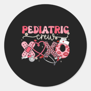 Paediatrics Crew Nurse Valentine Leopard Crew Peds Classic Round Sticker