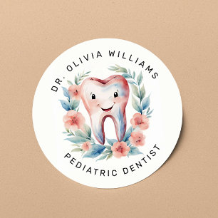 Paediatrics Dentist Blush Watercolor  Classic Round Sticker