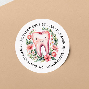 Paediatrics Dentist Blush Watercolor  Classic Round Sticker