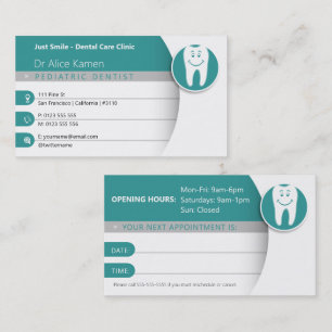 Paediatrics Dentist   Dental Practice Aqu Business Card