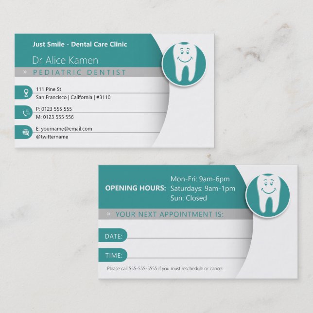 Paediatrics Dentist | Dental Practice Aqu Business Card (Front/Back)