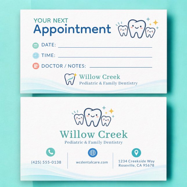 Paediatrics Dentist Office Appointment Reminder Ca Card (Creator Uploaded)