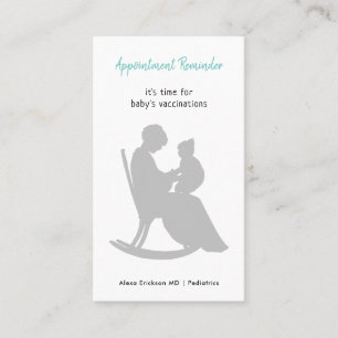 Paediatrics Doctor Mother Rocking Baby Vaccination Appointment Card