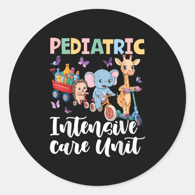 Paediatrics Intensive Care Unit Cute Animals Groov Classic Round Sticker (Front)