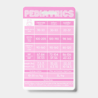 Paediatrics Neonatal Badge Buddy Card for Nurses ID Badge