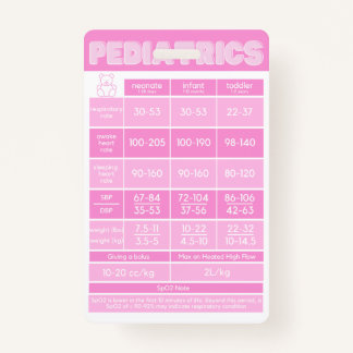Paediatrics Neonatal Badge Buddy Card for Nurses ID Badge