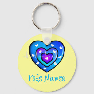 Paediatrics Nurse Artsy Blue Heart Design Gifts Key Ring