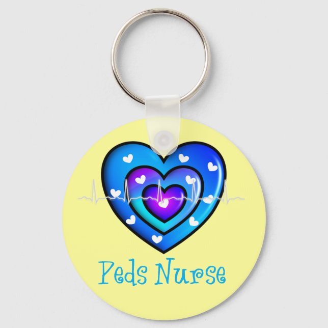 Paediatrics Nurse Artsy Blue Heart Design Gifts Key Ring (Front)