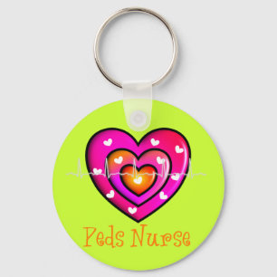 Paediatrics Nurse Artsy Pink Heart Design Key Ring