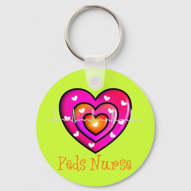 Paediatrics Nurse Artsy Pink Heart Design Key Ring (Front)