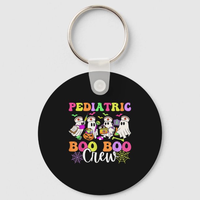 Paediatrics Nurse Boo-boo Crew Ghost Nurse Hallowe Key Ring (Front)