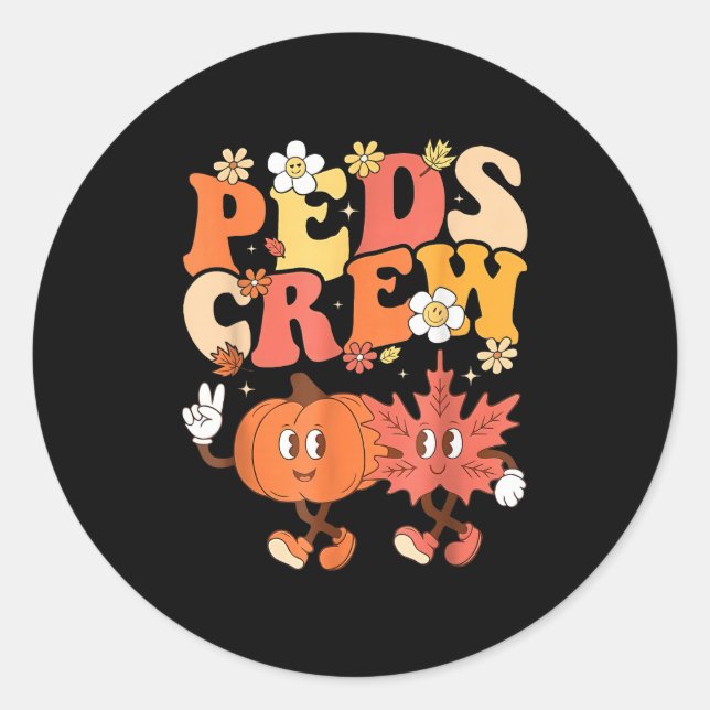Paediatrics Nurse Crew Thanksgiving Cute Pumpkin P Classic Round Sticker (Front)