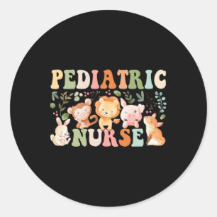 Paediatrics Nurse Cute Zoo Animals Picu Registered Classic Round Sticker