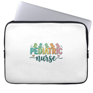 Paediatrics Nurse Dinosaur Vintage Style Shirt Des Laptop Sleeve