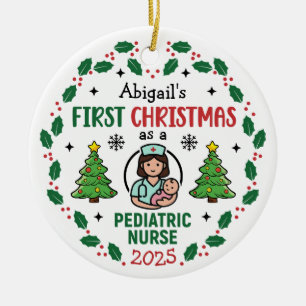 Paediatrics Nurse First Christmas Tree Personalise Ceramic Tree Decoration