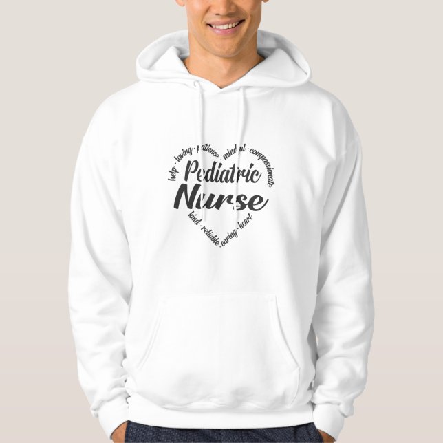 Paediatrics Nurse Heart Word Cloud Hoodie (Front)