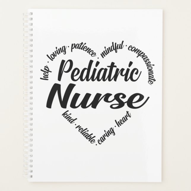 Paediatrics Nurse Heart Word Cloud Planner (Front)