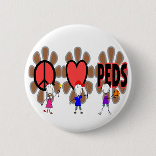 Paediatrics Nurse--"Peace Love Paediatrics" Cute 6 Cm Round Badge