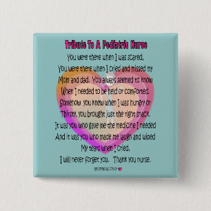 Paediatrics Nurse Poem Gifts 15 Cm Square Badge