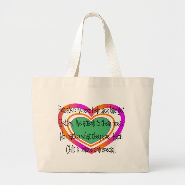 paediatrics nurse poem heart large tote bag (Front)