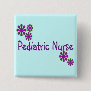 Paediatrics Nurse Purple Flowers 15 Cm Square Badge