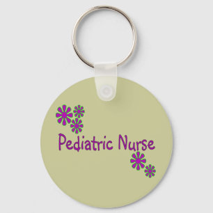 Paediatrics Nurse Purple Flowers Key Ring
