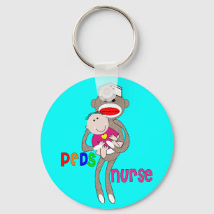 Paediatrics Nurse Sock Monkey Design Key Ring