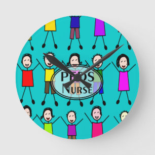 Paediatrics Nurse Stick Kids Design Round Clock