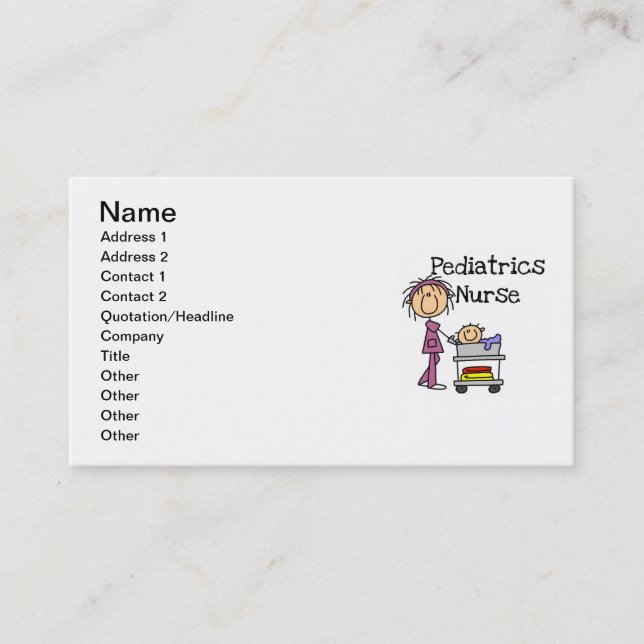 Paediatrics Nurse Tshirts and Gifts Business Card (Front)