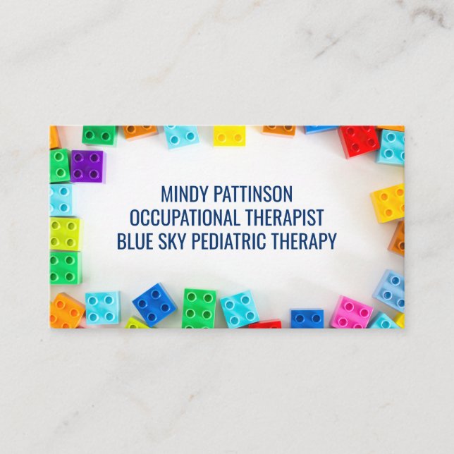 Paediatrics Occupational Therapist Building Blocks Business Card (Front)