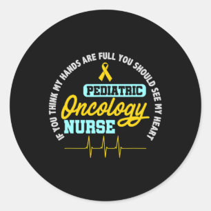 Paediatrics Oncology Nurse Rn Ribbon Ekg Cancer Nu Classic Round Sticker