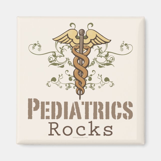 Paediatrics Rock Paediatrician Caduceus Magnet (Front)