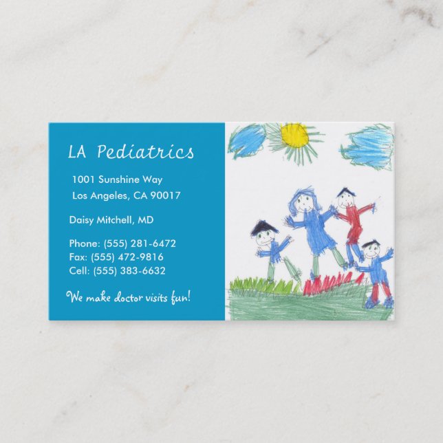 Paediatrics Sky Blue W/B Business Card (Front)