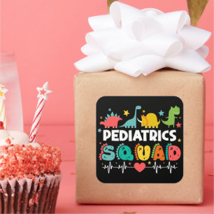 Paediatrics Squad Dinosaur Nurse Medical Team Funn Square Sticker