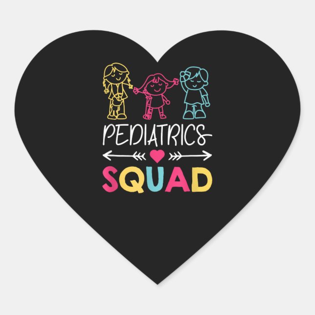 Paediatrics Squad Nurse Cute Heart Sticker (Front)