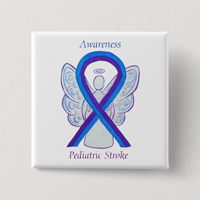 Paediatrics Stroke Awareness Ribbon Angel Pin (Front)