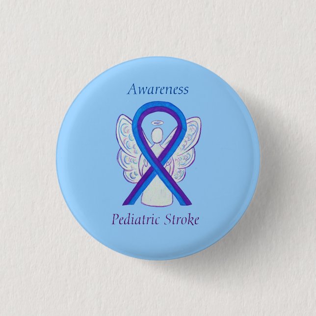 Paediatrics Stroke Awareness Ribbon Angel Pin (Front)