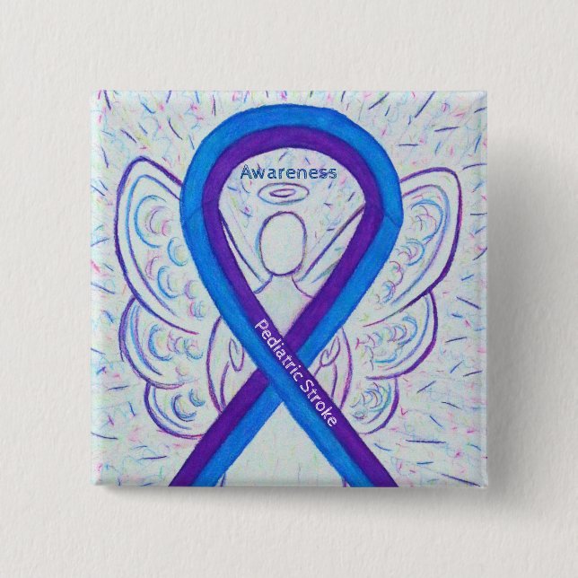 Paediatrics Stroke Awareness Ribbon Angel Pin (Front)