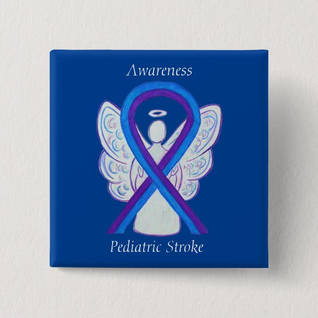 Paediatrics Stroke Awareness Ribbon Angel Pin (Front)