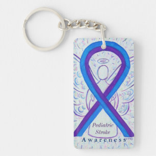 Paediatrics Stroke Awareness Ribbon Custom Keychai Key Ring
