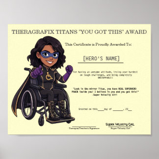 Paediatrics Therapy Superhero Motivation Award Poster