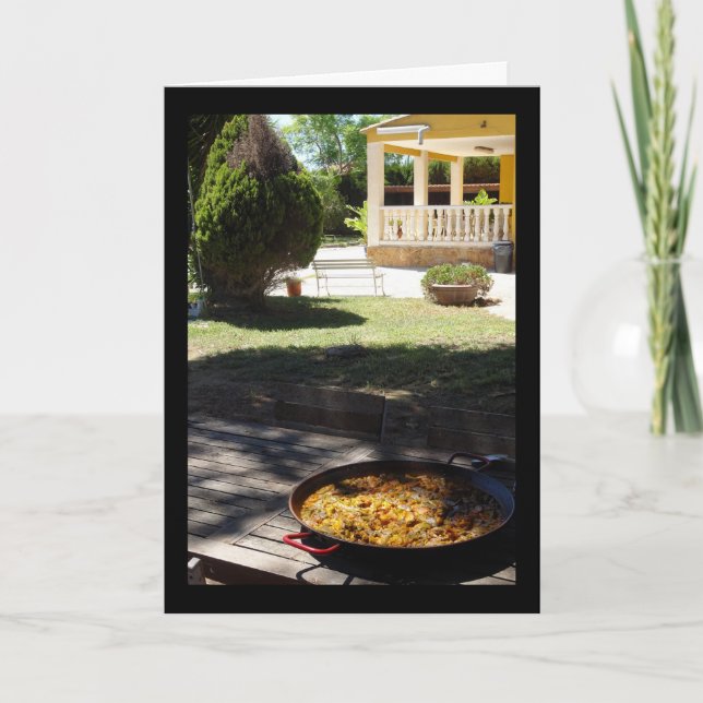 Paella Dish Resting in Garden Card (Front)