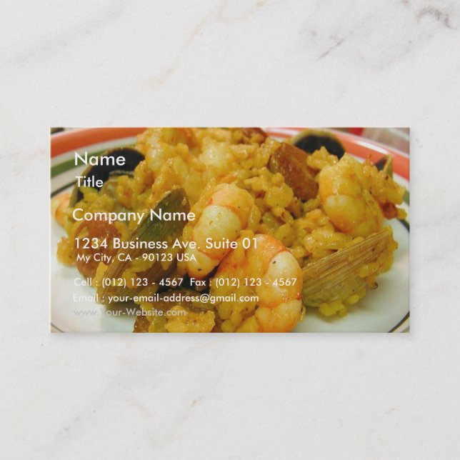Paella Shrimp Clams Sausages Rice Business Card (Front)