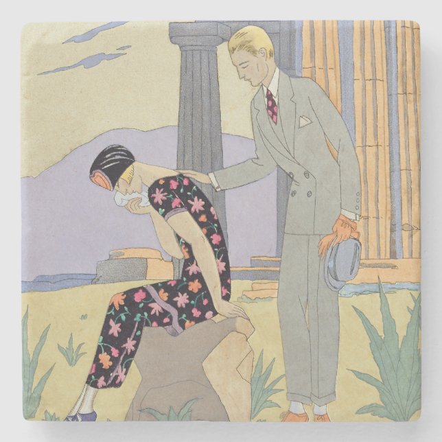 Paestum, 1924 (pochoir print) stone coaster (Front)