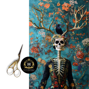 Pagan Antlers Gothic Skeleton Skull Decoupage Tissue Paper