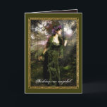 Pagan Birthday Card<br><div class="desc">This card features a gorgeous piece by S. Dracourge of a forest fairy holding the magick of Life.  The inside features a lovely Pagan-themed birthday message,  and all the elements can be customised to fit your needs.</div>