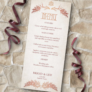 Pagan Celtic Antlers Autumn Wedding Menu