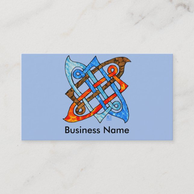 Pagan Celtic Knot Earth Air Fire Water Elements Business Card (Front)