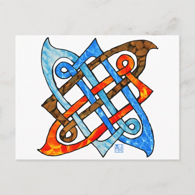 Pagan Celtic Knot Earth Air Fire Water Elements Postcard (Front)