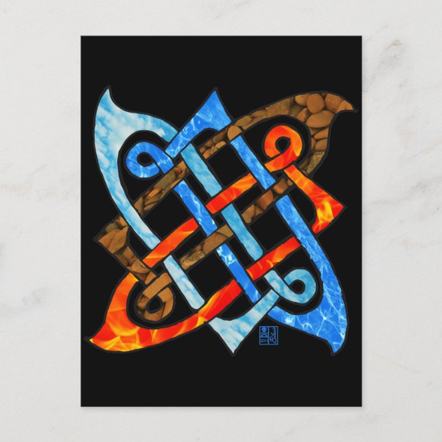 Pagan Celtic Knot Earth Air Fire Water Elements Postcard (Front)